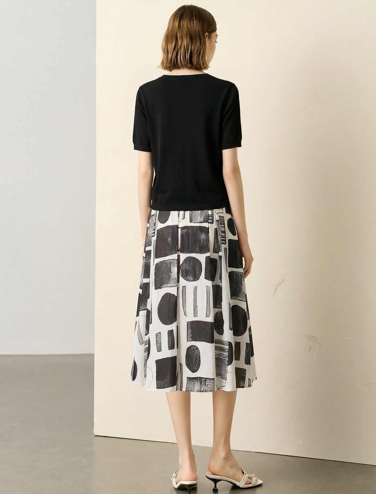 The Monochromatic Geometric Midi Skirt