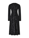 Black Velvet V-Neck Long Sleeve Maxi Dress