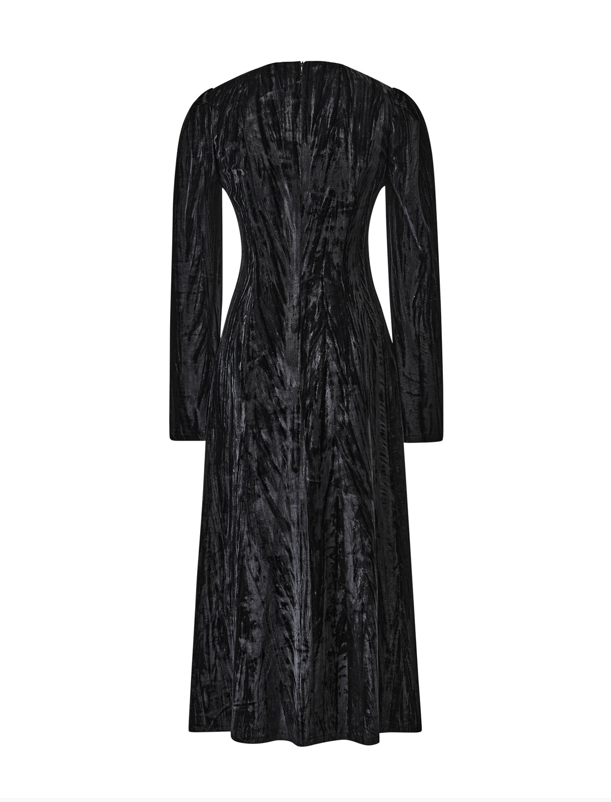 Black Velvet V-Neck Long Sleeve Maxi Dress