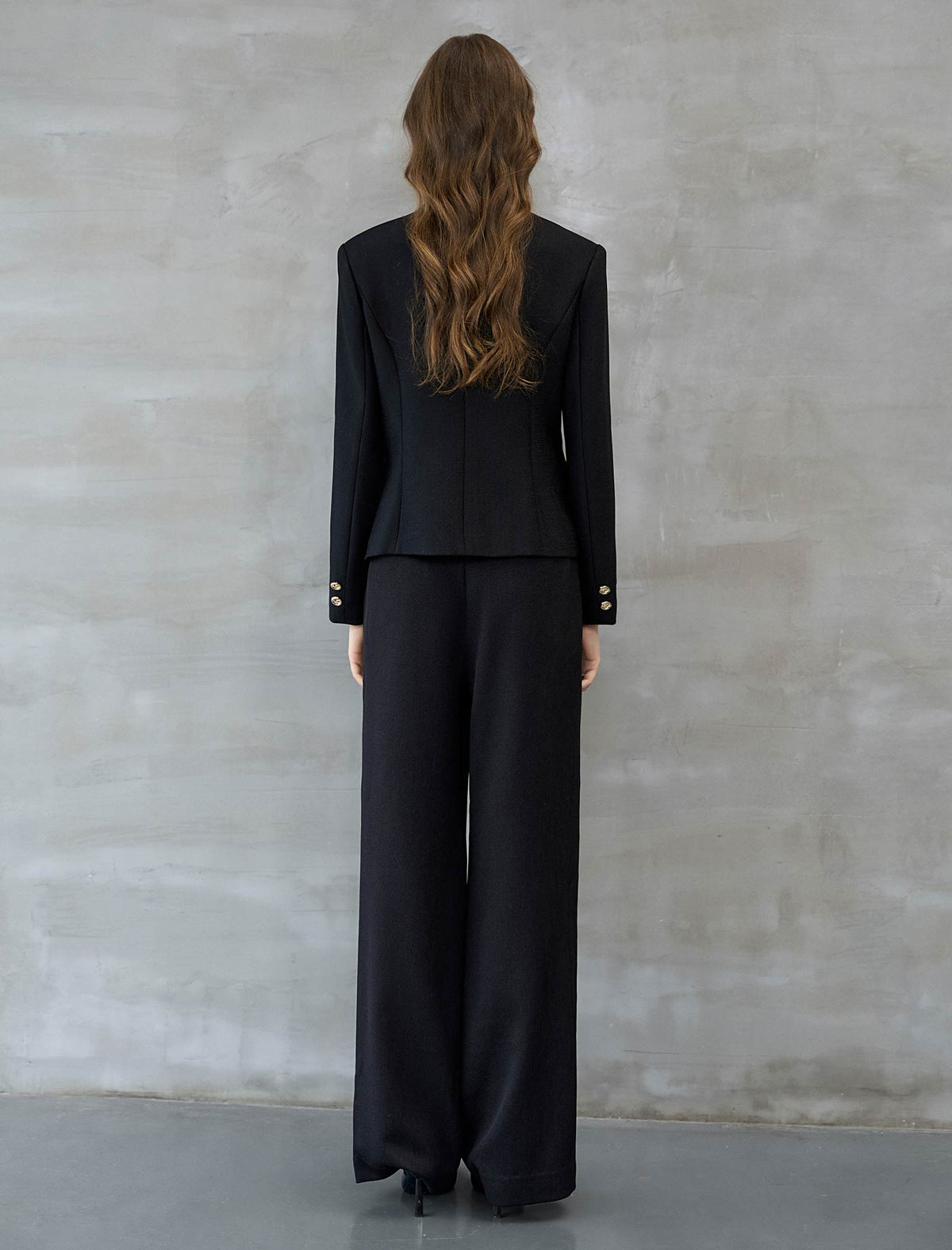 Black Wide-Leg Tailored Pants