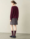 Burgundy Wool-Blend Cutout Neck Sweater