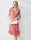Romantic Ruffled Floral Chiffon Midi Dress