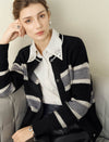Black White Striped Loose Knit Sweater