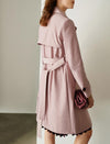 Long Sleeve Double-Breasted Belted A-Line Trench Coat