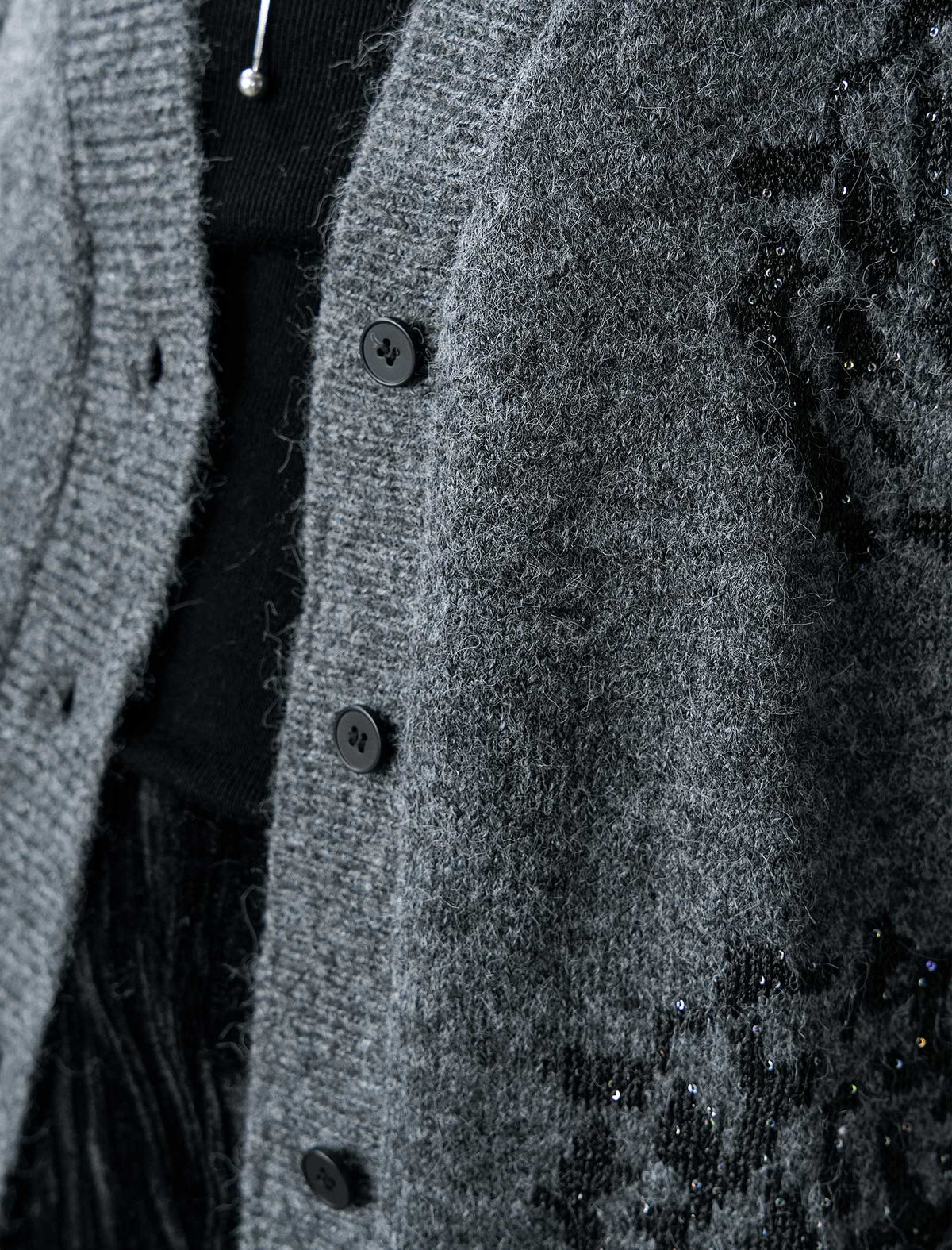 Wool-Blend Sequin Embellished Cardigan