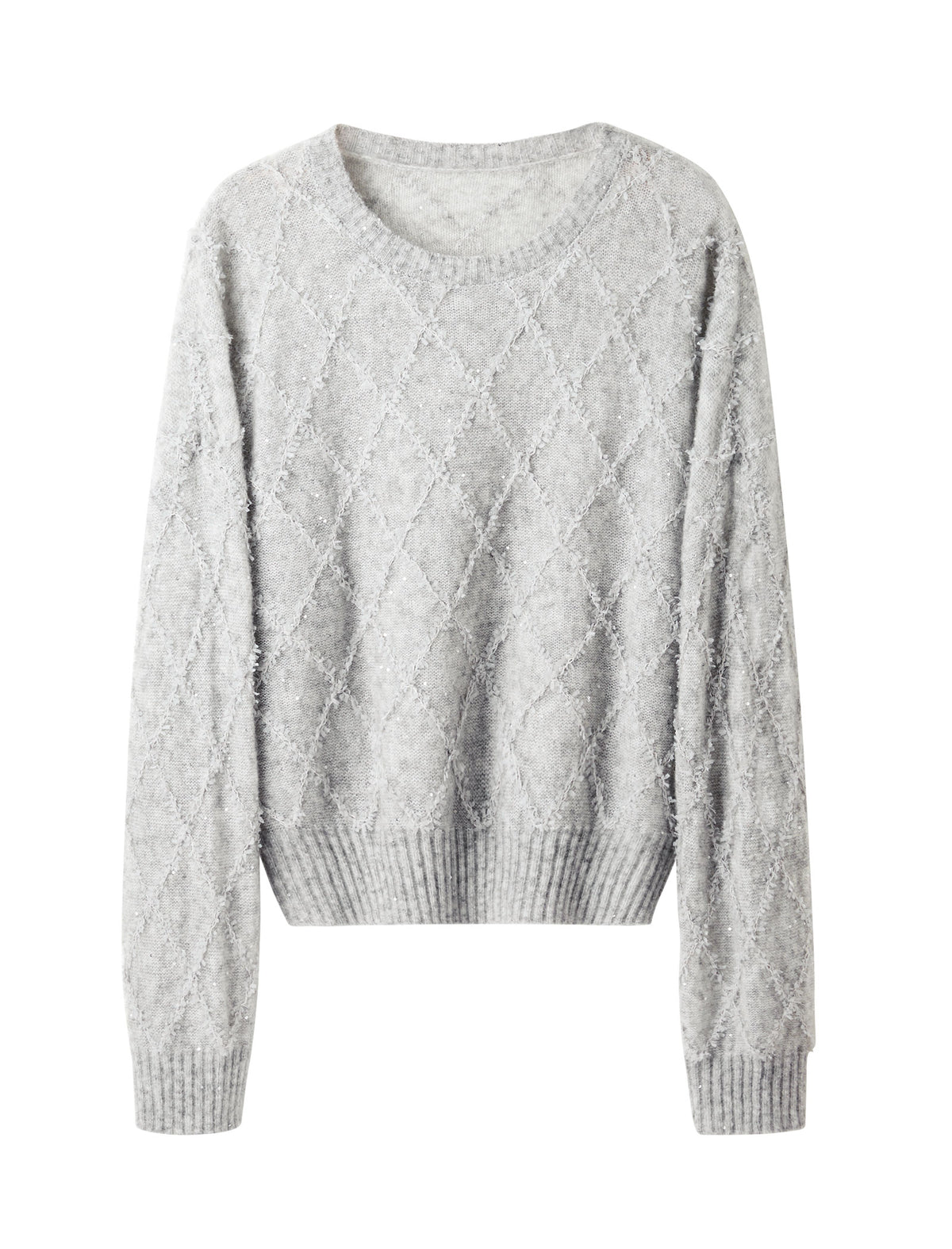 Mohair Sequins Diamond Knit Sweater