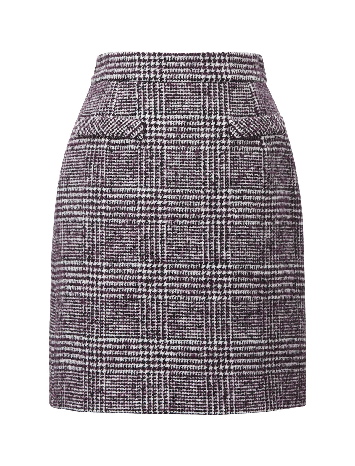 Plaid Wool-Blend Midi Skirt