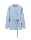 Tencel Blend Textured Belted Shirt