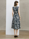 Geometric Print Sleeveless Midi Dress