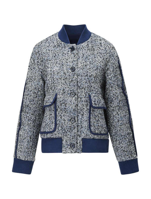 Tweed Wool-Blend Bomber Jacket