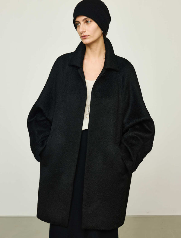 100% Alpaca Oversized Classic Collar Wool Coat