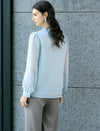 Lace Ruffle V‑Neck Long Sleeve Blouse