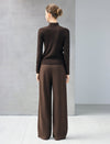 Wool Blend Rhinestone Lace-Sleeve Turtleneck Fitted Top