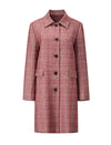 Red Plaid Straight Cut Midi Coat