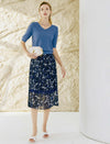 Chiffon Floral Pleated A-Line Skirt