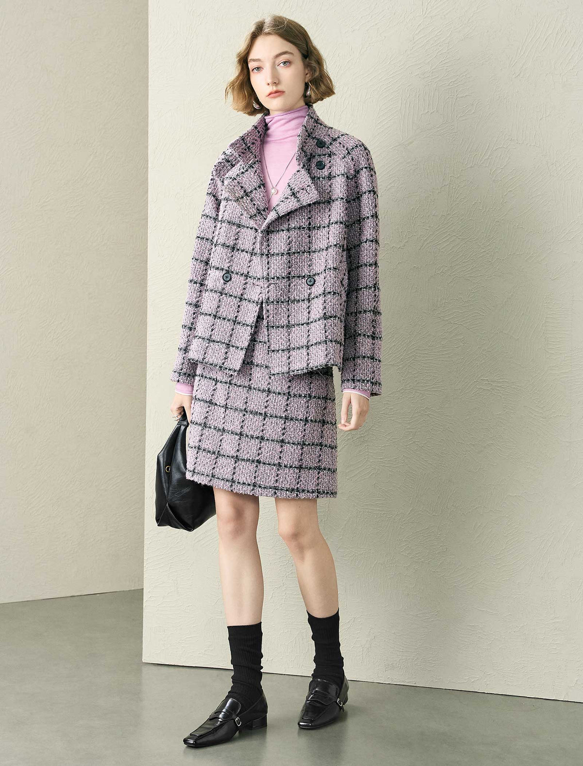 Tweed Plaid Mini Skirt