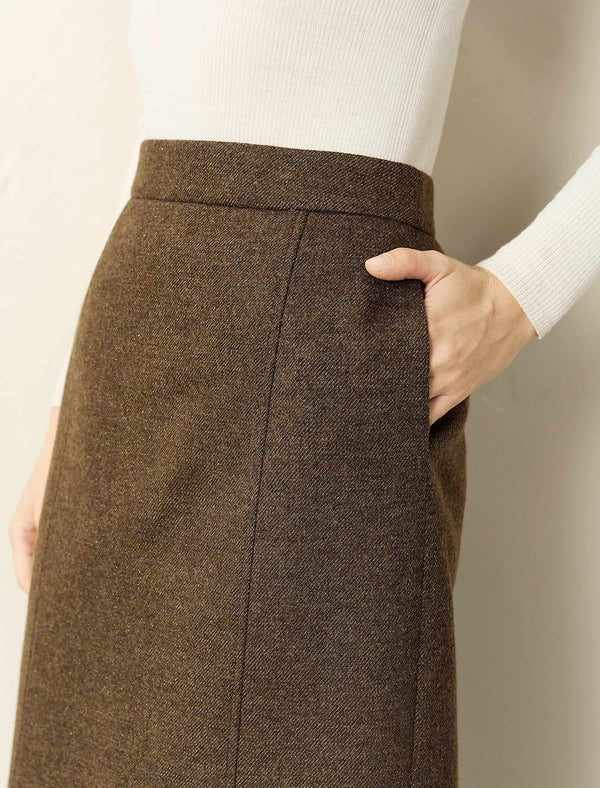Wool Blend Midi Skirt