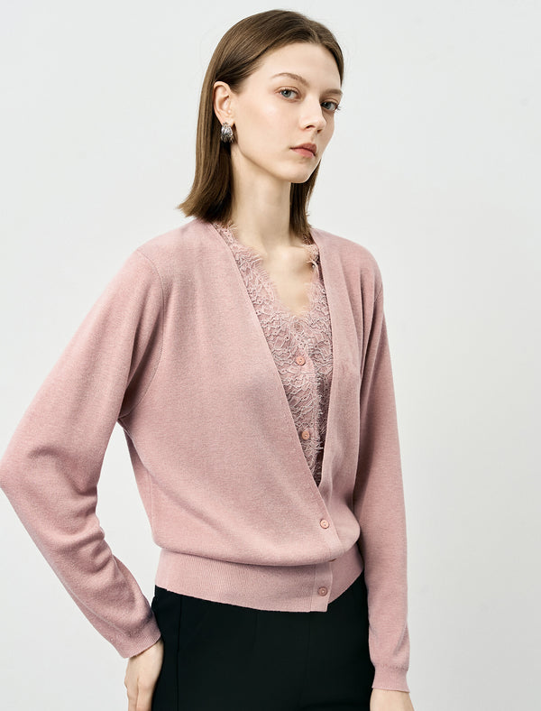 V-Neck Lace Detail Cardigan