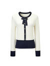 Contrast Bow Detail Knit Cardigan