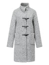 Gray Tweed Toggle Wool Blend Coat