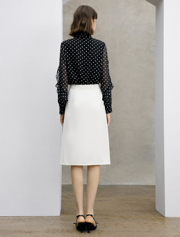 Polka Dots Bow Tie Ruffle Sleeve Blouse