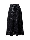 Black Floral Lace Midi Skirt