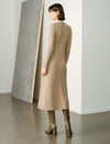 Wool Blend Long-Sleeve Button-Front Midi Dress