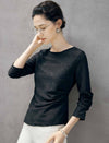 Textured Round Neck Long Sleeve Knit Top