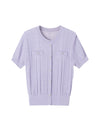Short-Sleeve Ribbed Button-Front d Knit Top