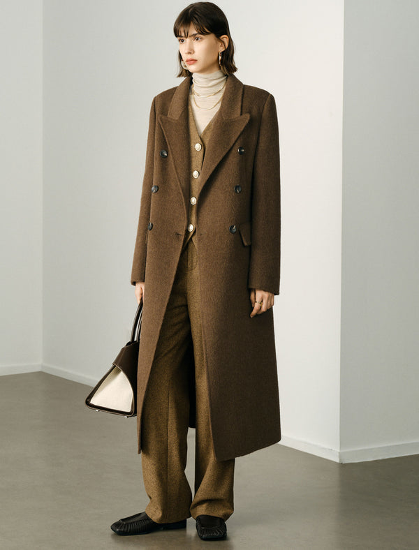 Wool Tencel Silk Blend Notched Lapel Overcoat