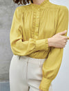 Mustard Ruffled Mock-Neck Blouse