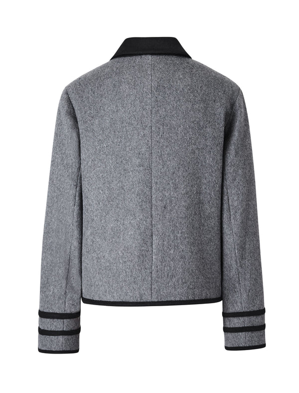 Wool Gray Lapel Short Coat