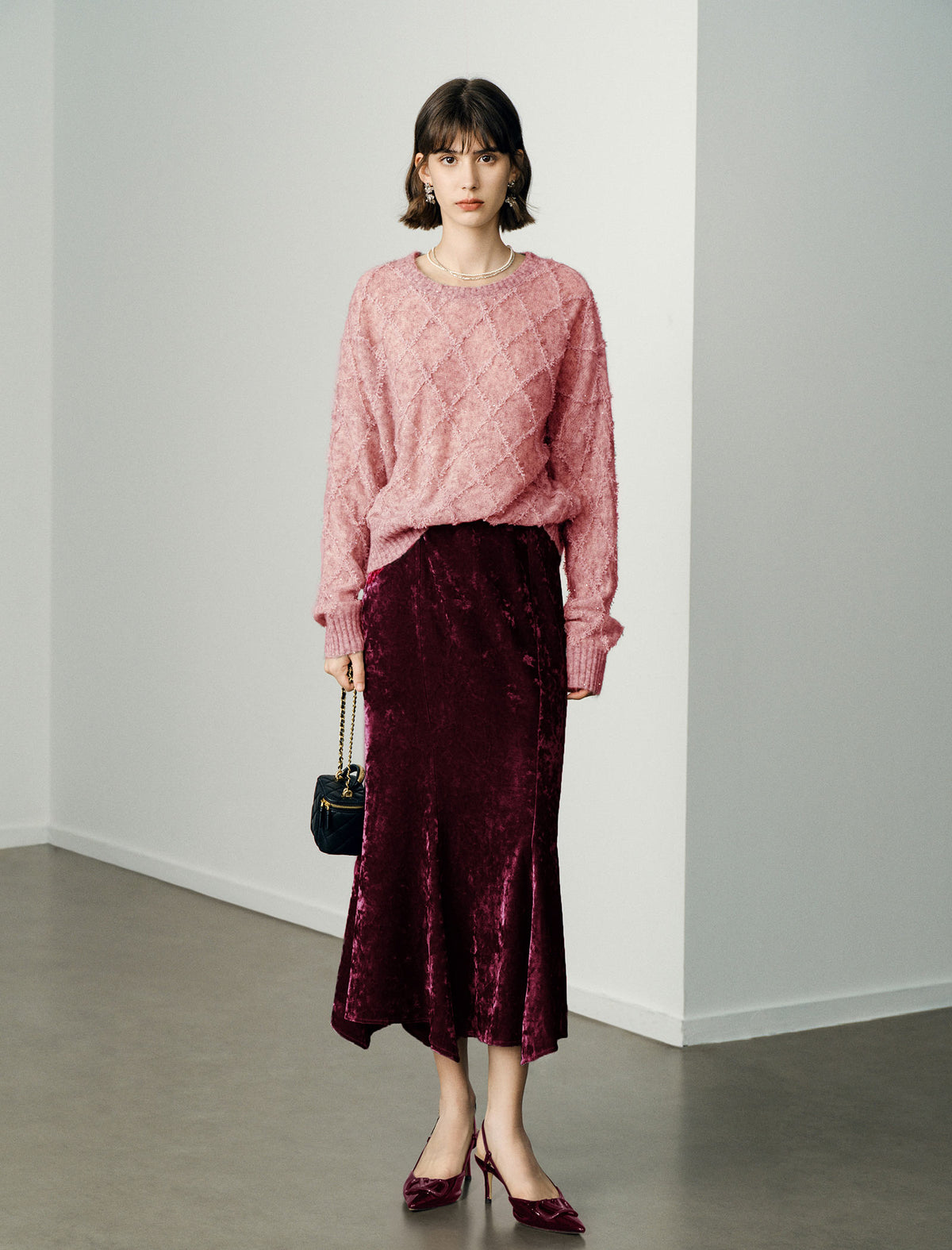 Velvet Mermaid Midi Skirt