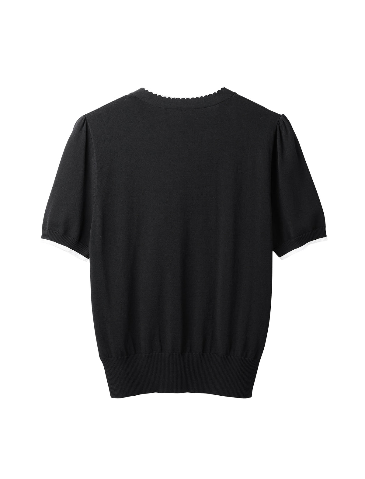 Contrast Bow V-Neck Knit Top