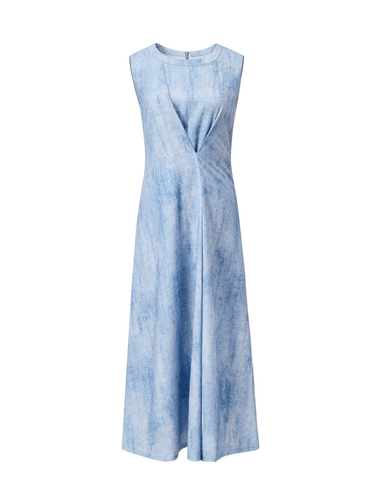 Front Pleat Sleeveless Midi Dress