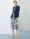 Navy Sheer Belted Shirt