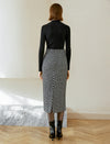 Vintage-Inspired Textured Calf-Length Skirt