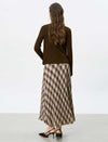 Brown Ribbed Knit Cardigan