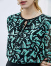 Floral Print Tie-Front Chiffon Top