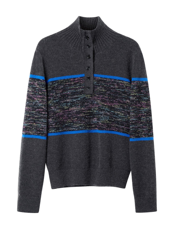 Charcoal Grey Button Placket Sweater