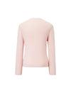Notched Collar Full Button Long Sleeve Rib Knit Top