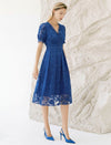 V-Neck Waist-Cinched Short Sleeve Dress