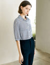 Simple Striped Jacquard Button-Down Shirt