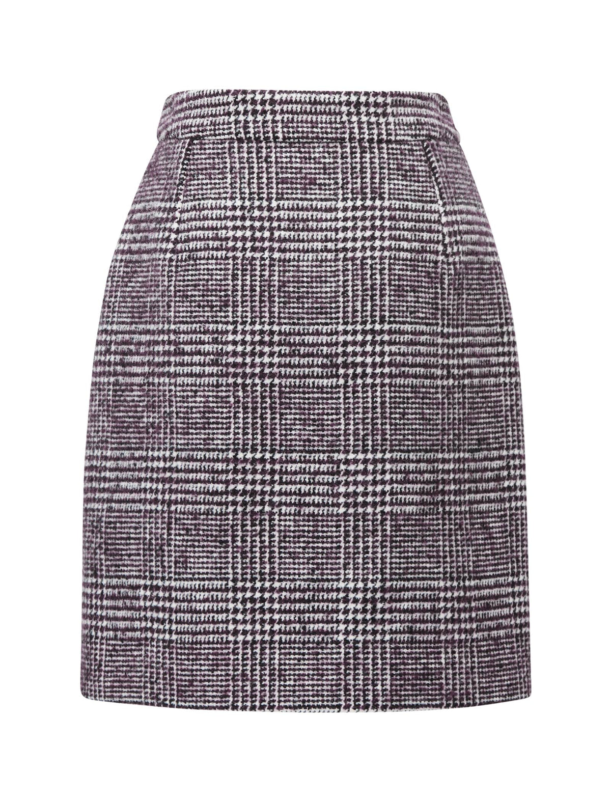 Plaid Wool-Blend Midi Skirt