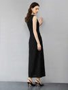 Shimmering Black Defined Waist Slip Gown