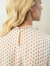 Diamond Print Ruffled Collar Blouse