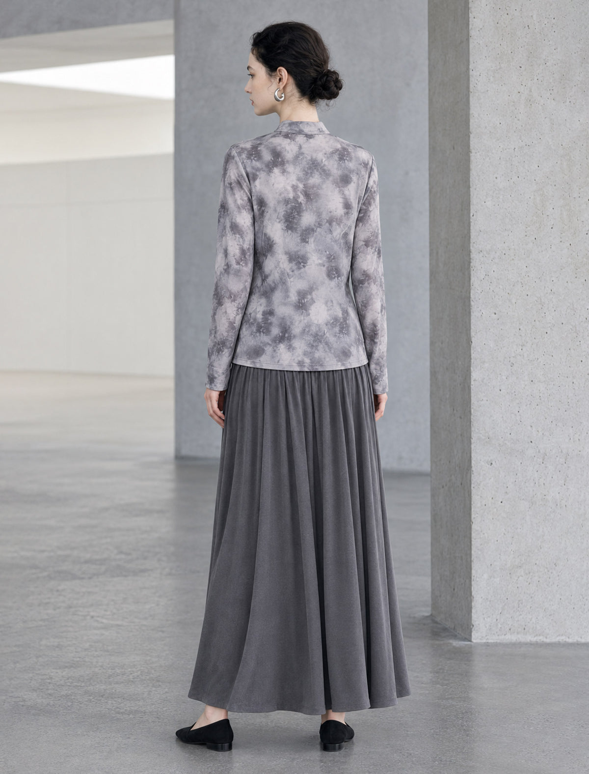 Ruched Waist Gathered A Line Maxi Skirt