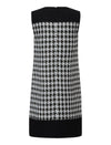 Houndstooth Wool-Blend Sleeveless Shift Dress