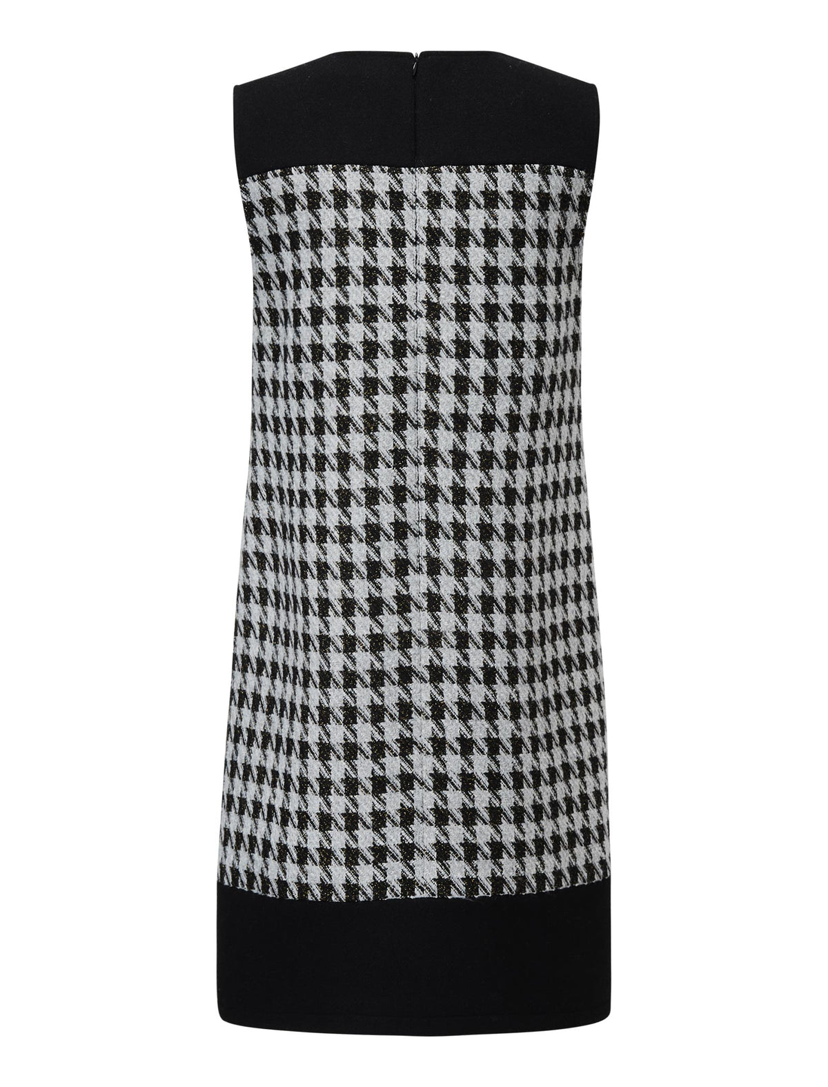 Houndstooth Wool-Blend Sleeveless Shift Dress