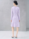 Floral Jacquard Pearl Trim Long Sleeve Mermaid Dress
